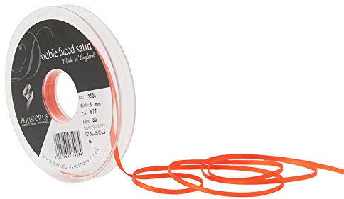 Berisfords Double FACE Poly Satin Ribbon, Flame, 10.5x10.5x1.3 cm
