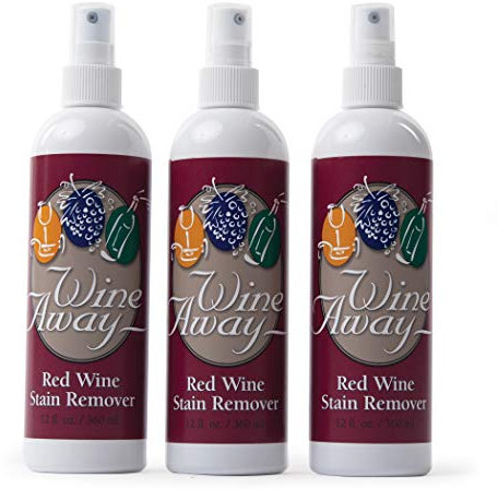 Wine Away Red Wine Stain Remover Spray - Natural Carpet and Upholstery Spot Cleaner - Effectively Removes Blood, Clothes, Coffee, & Pet Stains - Best on Both Fresh & Dried Stains - 12 Oz - Pack of 3
