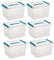 6x SUNWARE Q-Line Box - 22 Liter - 400 x 300 x 260mm - transparent/blau