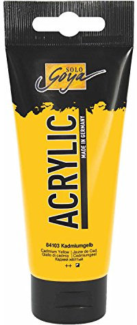 Kreul 84103 - Solo Goya Acrylic, tube de 100 ml en jaune cadmium, peinture acrylique crémeuse polyvalente de qualité étude, à base d'eau, séchage rapide et mat