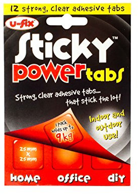U-Fix Sticky Power Tabs Double Sided Strong Clear Adhesive Glue Squares 25x25mm