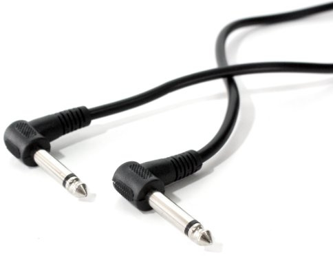 1m Right Angled 6.35mm Mono Jack Plug to Male Cable - ¼” 90 Degree Guitar Lead - Loops