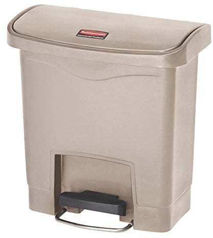 Rubbermaid Commercial Products Slim Jim 1883455 15 Litre Front Step Step-On Resin Wastebasket - Beige