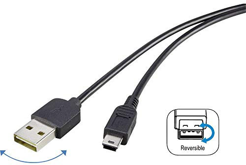 Renkforce USB-Kabel USB 2.0 USB-A Stecker, USB-Mini-B Stecker 1.80 m Schwarz beidseitig verwendbarer Stecker, vergoldet