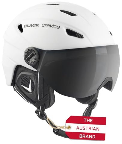 Black Crevice Erwachsene Skihelm Silvretta, mit Visier, weiß/schwarz, XS