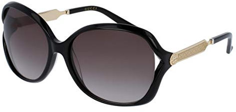 Gucci Damen GG0076S 002 Sonnenbrille, Schwarz (Black/Grey), 60