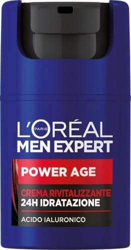 L'Oréal Paris Men Expert, Crema Rivitalizzante Power Age, 24H Idratazione, Con Acido Ialuronico, 50 ml