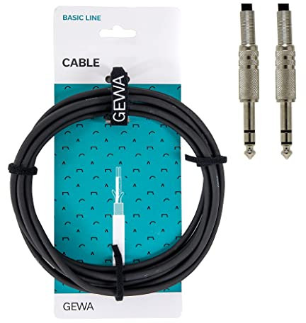 Alpha Audio GEWA Cable para instrumentos Stereo Basic Line 6m, negro (jack estéreo 6,3 mm - jack estéreo 6,3 mm) 190030