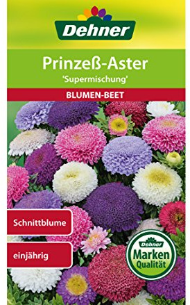 Dehner Blumen-Saatgut, Prinzeß-Aster Supermischung, 5er Pack (5 x 0.9 g)
