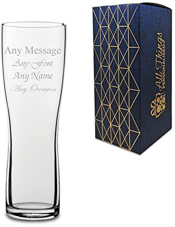 Personalised Engraved Aspen Pint Glass - Birthday, Father's Day, Wedding, Retirement Gift. Comes with Presentation Gift Box - Engraved in The United Kingdom