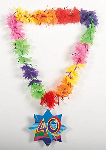 Folat Deko Hawaii Lei Lametta Happy 40th Birthday