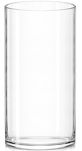 Royal Imports Flower Glass Vase Decorative Centerpiece For Home or Wedding Cylinder Shape, 10 Tall, 5 Opening, Clear
