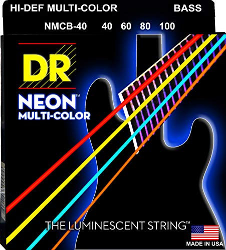 Dr cuerdas nmcb-40 Dr Neon 4 graves para guitarra de 6 cuerdas, luz, Multicolor