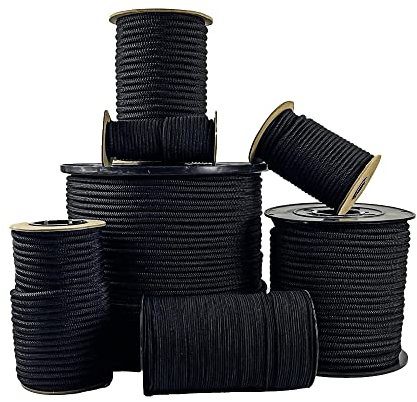 SGT KNOTS Diamond Grip Black Bungee Cord - 100% Stretch Elastic Cord and Absorbent Bungee Shock Cord for Camping, Kayak Deck, Crafting (3/16 x 25ft)