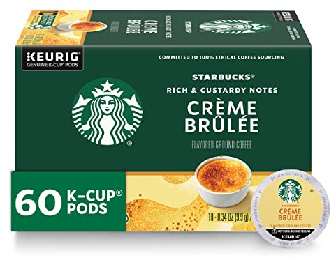 Starbucks Crème Brulée Flavored Blonde Light Roast Single Cup Coffee for Keurig Brewers, 1 Boxes of 10 (10 Total K-Cup pods)