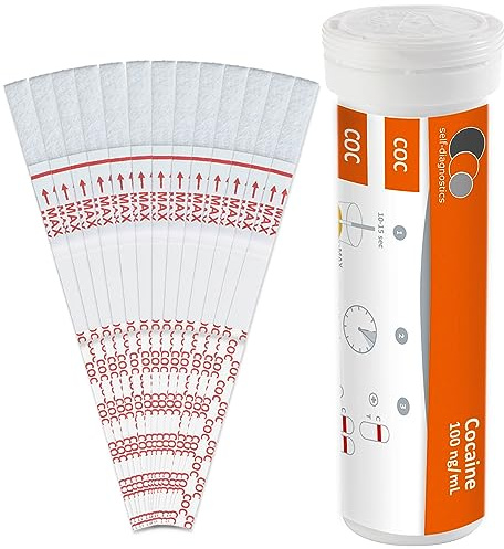 self-diagnostics Drogentest Schnelltest Kokain, 25 Urin Teststreifen | Koks Crack COC, Cut-off 100 ng/ml, Drogenschnelltest für zu Hause, Tauchtest, Drogentest Urin, Selbsttest, Ergebnis in 5 Min