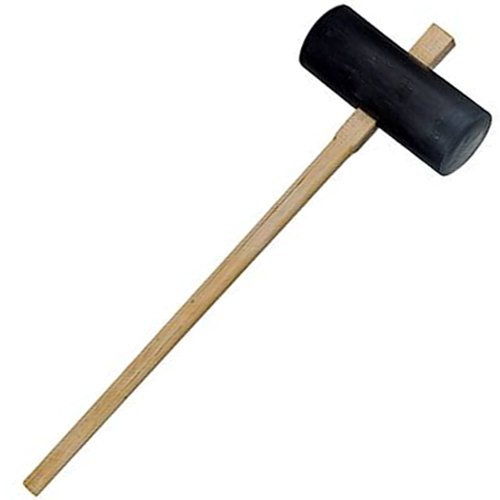 15lb Heavy Duty Paving Maul - Rubber Head Mallet/Hammer, Hardwood Shaft - Patio, Concrete, Flagstone, Brick, Installation, Tool - Loops