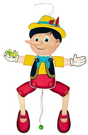 Hess Holzspielzeug 12431 - Hampelmann aus Holz, Junge Pinocchio, handgefertigt, zum Aufhängen an Türen und Wänden, als Geschenk zur Taufe oder zum Geburtstag