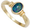 Schmuck Krone Ring Damenring mit Opal oval blau-grün 585 Gold Gelbgold Goldring Opalring, Ringgröße:Innenumfang 52mm ~ Ø16.6mm