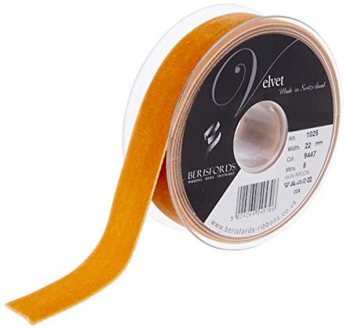 Berisfords Velvet Ribbon, Copper, 5m, 22mm width