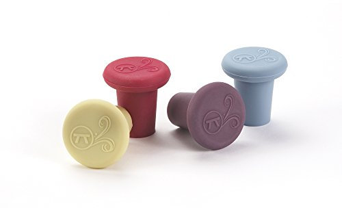 Fox Run Outset Set of 4 Multicolor Silicone Wine Stoppers Bottle Topper Cap Plug