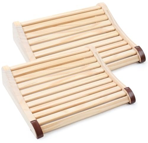 Gemsaya 2 Stück Sauna Kopfstütze Holz, Rutschfestes Ergonomisches Saunazubehör für Entspanntes Liegen, Kopfteil Rückenlehne Gebogen Sauna Nackenkissen für Sauna & Infrarotkabine, 37 x 33 cm