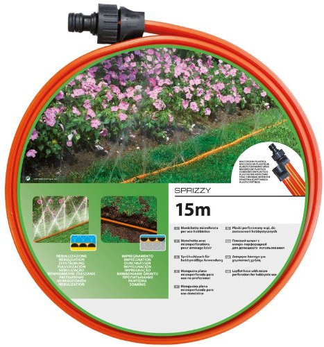 SPRIZZY Garten Bewässerung Schlauch Frühbeet Rasensprenger 15m + Armaturen Modell 8533