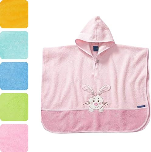 Morgenstern Badeponcho Kinder Baby Mädchen Jungen 100% Baumwolle OEKO-TEX Babybadetuch Kapuzenhandtuch Bademantel Frottee Hase