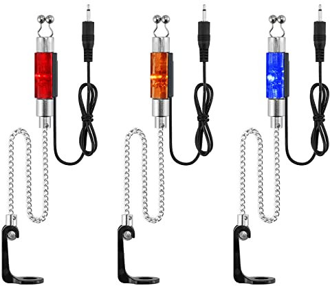 Dr.Fish Bissanzeiger-Set 3 Spulen Karpfenangeln Tragbare LED-Beleuchtete Bissanzeiger mit 2,5-mm-Klinkenstecker, Abnehmbar an der Rute Karpfenzubehör für Outdoor-Rutenleuchten