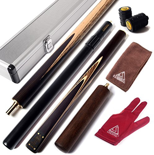 CUESOUL 57 Handwerk 3/4 Gelenkig Snooker Queue mit 2 Queue-Verlängerung Verpackt in Aluminium Köcher D307