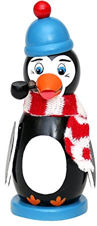 Dekohelden24 Trendige Moderne Holz-Räucherfigur Pinguin, ca. 14 cm