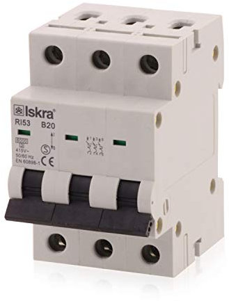 Sicherungsautomat Leitungsschutzschalter MCB Eco-Line, 20A, Typ B, 3-polig, 400V, bietet effektiven Schutz, 5 Stück