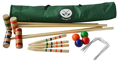 Krocket Set, 96cm, mit Tragetasche, Outdoor-Spaß - Gartenspiele- Holzspiele