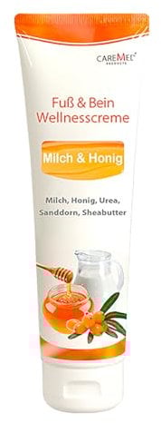 CareMed Milch Honig Wellness Fußcreme Fuß und Bein, Wellnesscreme, 150 ml
