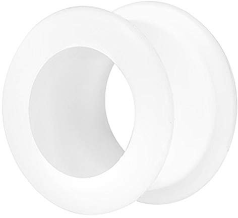 Piercingfaktor Farbiger Flesh Tunnel Silikon Extra Big Double Flared Weich Flexibel XXL Rund Creole Ohr Plug Ear Piercing Bunt 20mm Weiß