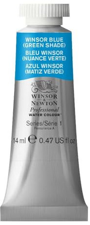 Winsor & Newton Aquarelle Professionnel - Peinture Aquarelle, Haute Luminosité, Résistante à la Lumière, Qualité Archive, Tube de 14 ML, Couleur Bleu Winsor (Nuance Verte)