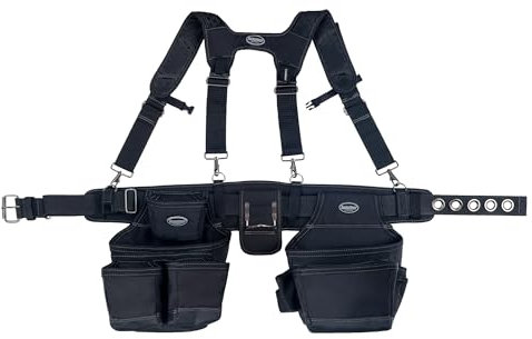 Bucket Boss - Ballistic Werkzeuggürtel mit Hosenträgern, Werkzeuggürtel - Professional Serie (57100), schwarz