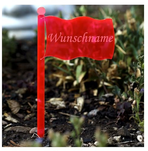 Bütic GmbH Plexiglas® Pflanzschilder Gartenstecker Fahne neonrot transparent fluoreszierend - wetterfest und elegant, Kräuterschilder, Pflanzenstecker, Pflanzenname:Fenchel