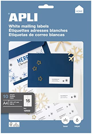 APLI 12922 Permanent-Etiketten, 105,0 x 37,0 mm, 10 Blatt