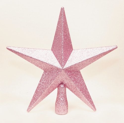 Pink Christmas Tree Top Star Topper Glitter finish 20cm