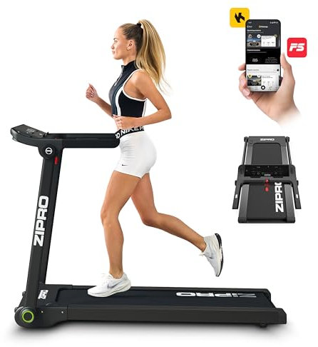 ZIPRO Tapis de Marche Pliable 1-16 km/h, Tapis de Course Motorise avec APP, Treadmill Silencieux, Walking Pad avec Affichage LED, Bluetooth y Fonction MP3 (Pacto)