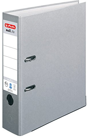 Ordner maX.file nature+ A4 5cm grau Kraftpapierbezug sk Rückenschild