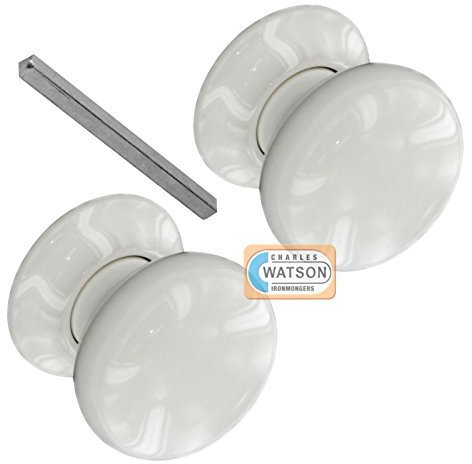 White Ceramic Classic Mortice Door Knob Set - 60mm by Securit