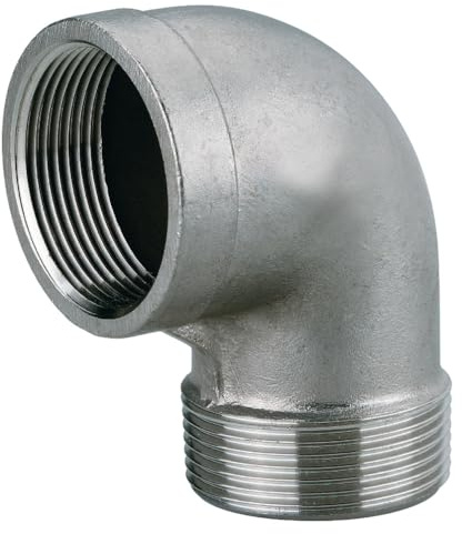 metabo Winkelanschluss 1½'' Edelstahl - 3,81 cm IG/AG Adapter für Tauchpumpen, Schnellkupplungen sowie Ablauf‑, Saug‑ & Gartenschläuche - Robuster 90° Anschluss für Bewässerungs‑ und Pumpensysteme