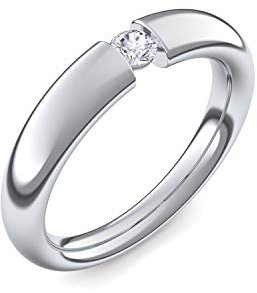 Spannring Platin Ring Diamant 0,10 Carat SI1/H (sehr hochwertig!) +GRATIS Luxusetui +zuverlässiger Versand - Spannringe (Platin Ringe 950) - Tension Amoonic Größe 58 AM25 PL950BRFA58