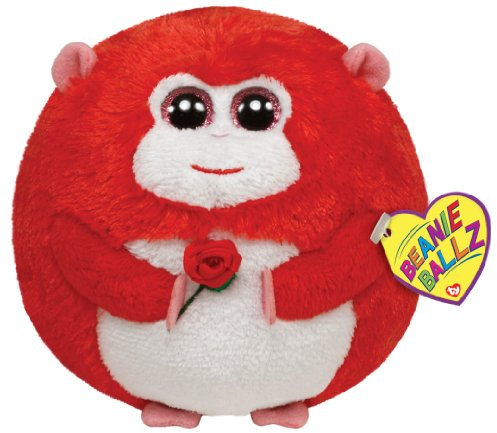 Ty Beanie Ballz In Love Monkey with Rose Plush