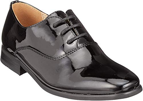 Goor Boys Oxford Lace Up Patent Party Wedding Shoes - Black Patent PU, Small Kids UK 10 / EU 28