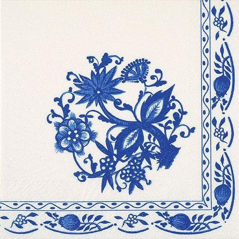 Tissue Servietten, Zwiebelmuster, 20 Stück, 33x33cm, White with Onion Pattern, Papier, 1-lagig, Medium (33x33cm), Einwegserviette, Serviette, Home & Kitchen