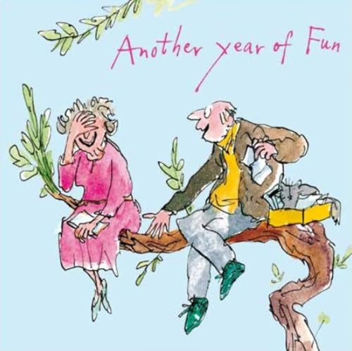 Woodmansterne Anniversary Card (WDM0872) - Another Year Of Fun - Having a Giggle - Couple in Tree - Quentin Blake