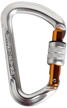 Singing Rock Carabiner Via Ferrata Lock 30KN Anoodsed, Karabinerhaken Unisex Erwachsene, Metall glänzend/gelber Verschluss